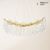 Frostleaf Cascade Tree Branch Linear Chandelier for All Rooms 55" 72"#Color_Brass,Size_L-55inches